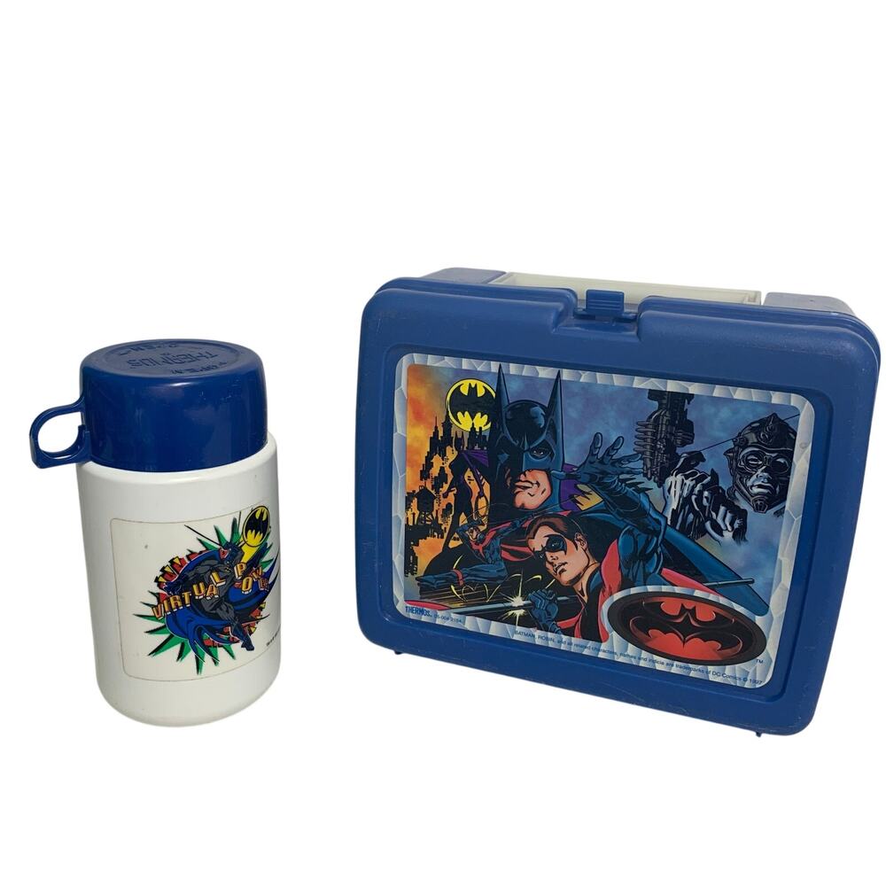 THERMOS DC Comics 1997 Batman Tumbler and Plastic Lunch Box Bundle
